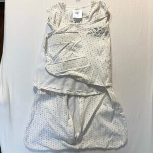 Halo Sleepsack Swaddle size S for 3-6 months baby in Full Zip White Polka Dots